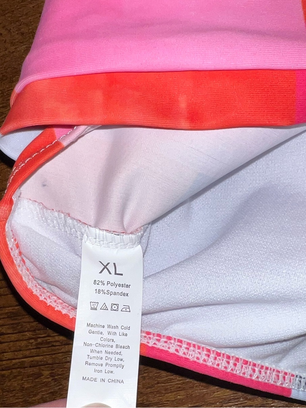 Colorblock Multicolor V Neck Geometric Print Swim Bikini Top Size XL - Picture 8 of 8